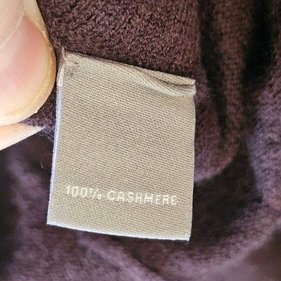 Womens Cashmere Cardigan Sweater Brown Oversized Sz L Slouchy Baggy Vneck - Picture 7 of 8